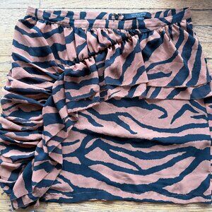 All Saints Nia Zephyr Zebra Print Ruffle Mini Skirt
